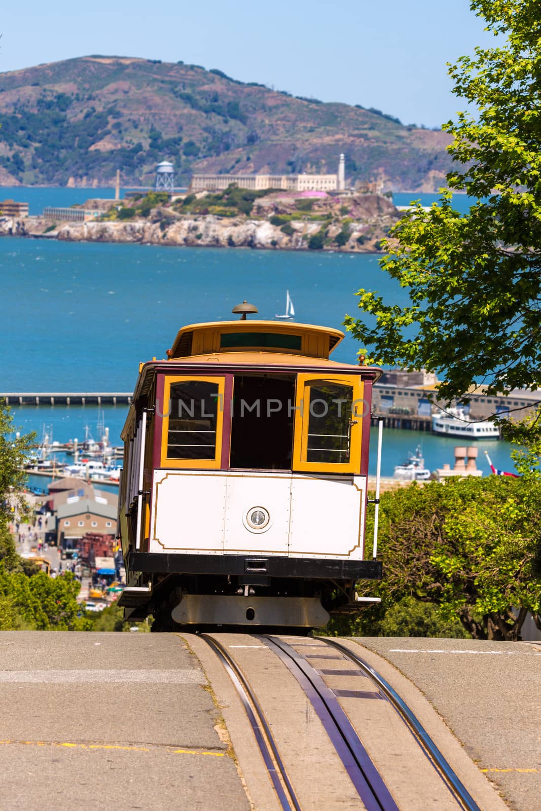 San francisco Hyde Street Cable Car Tram of the Powell-Hyde in California USA