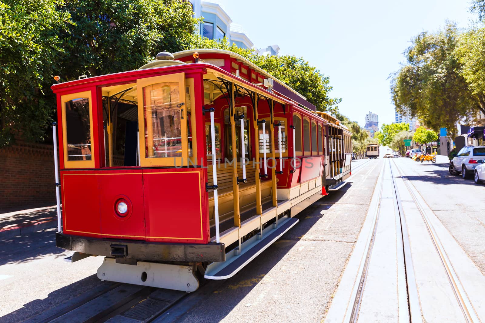 San francisco Hyde Street Cable Car Tram of the Powell-Hyde in California USA