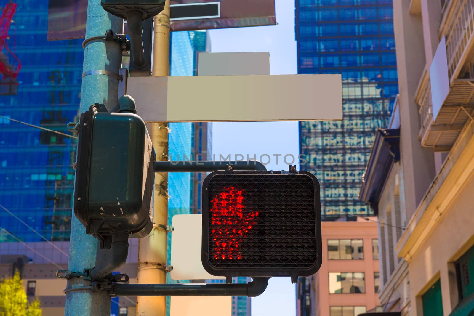 San Francisco downtown redlight on 1st street in California by lunamarina