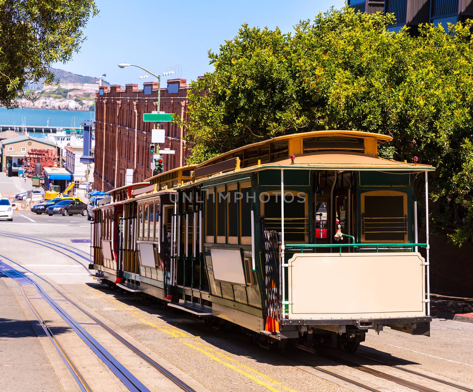 San francisco Hyde Street Cable Car Tram of the Powell-Hyde in California USA