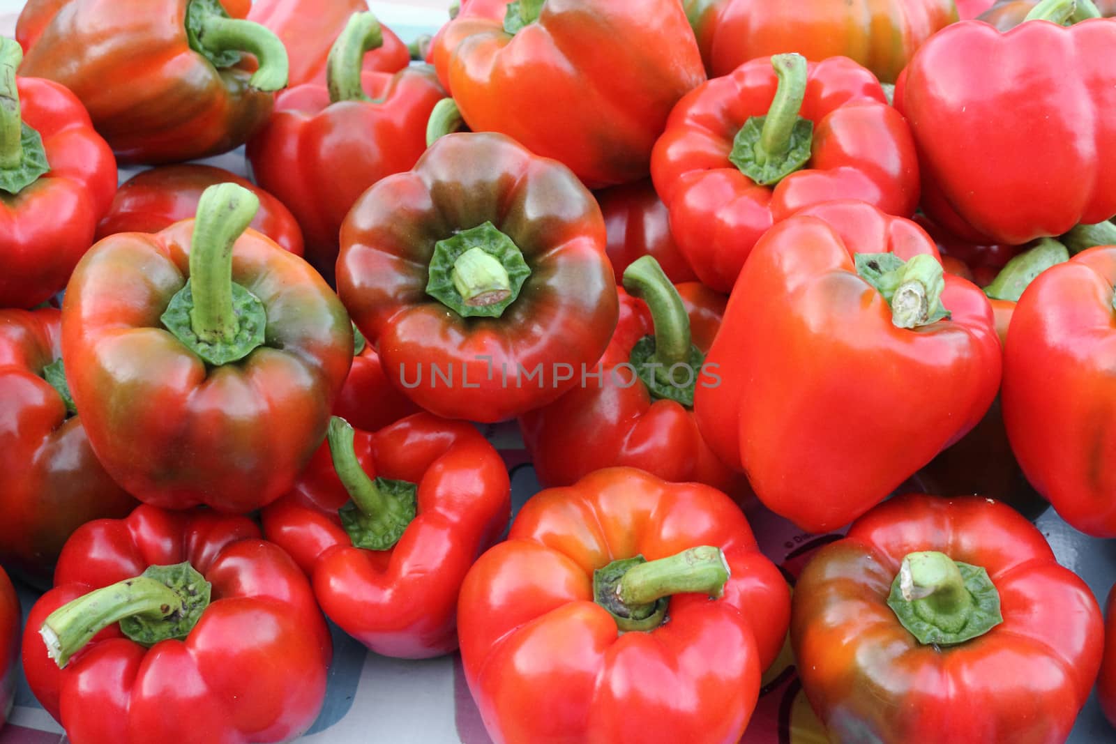 Stacks of Red Bell Peppers