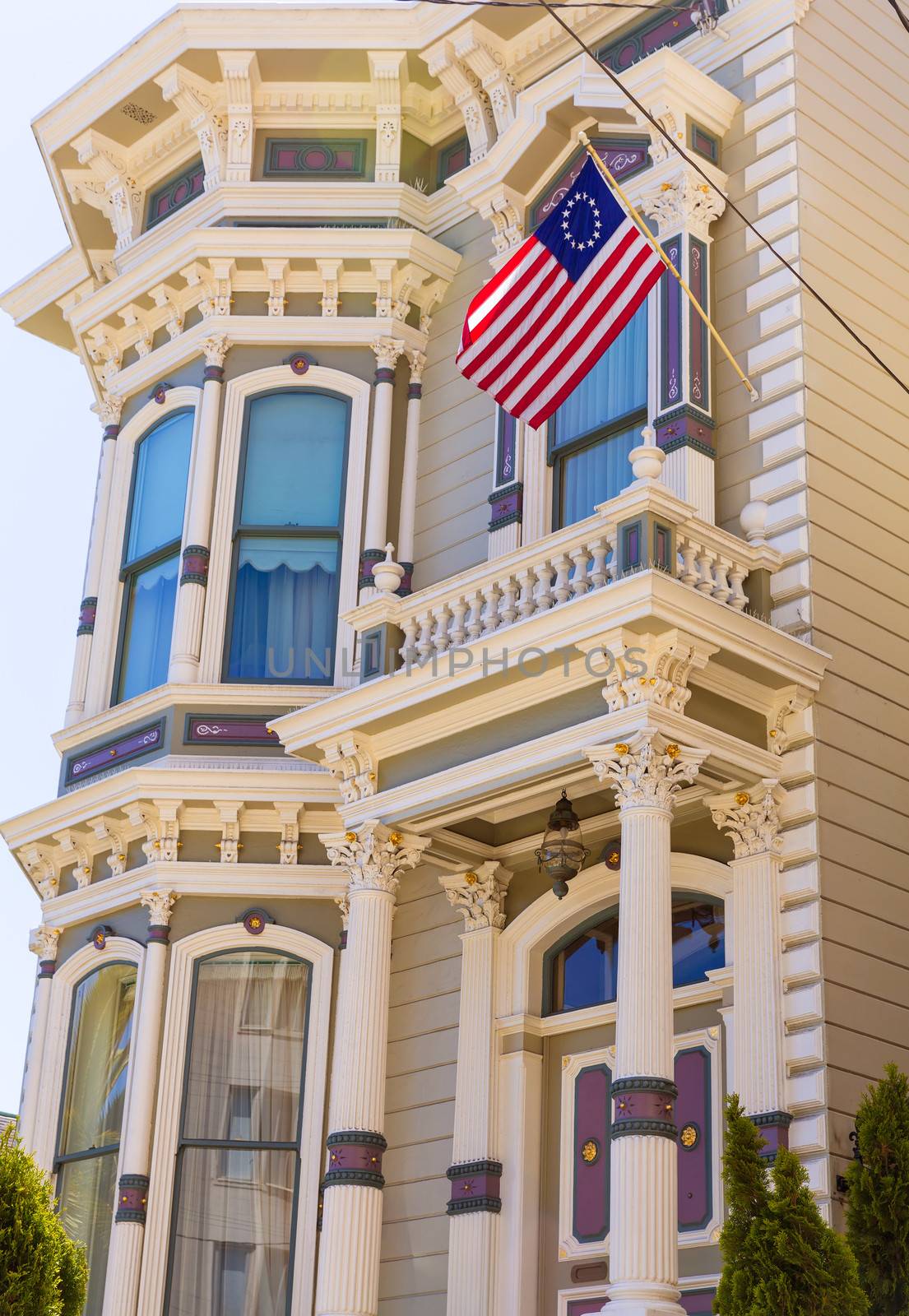 San Francisco Victorian houses in Pacific Heights of California USA