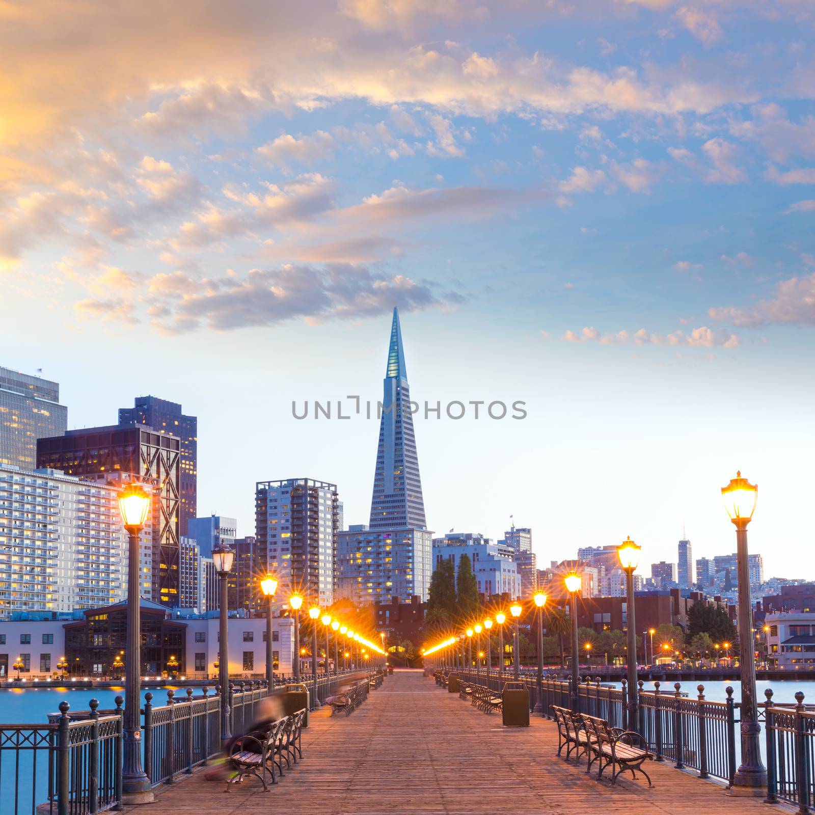 San Francisco Pier 7 sunset in California by lunamarina