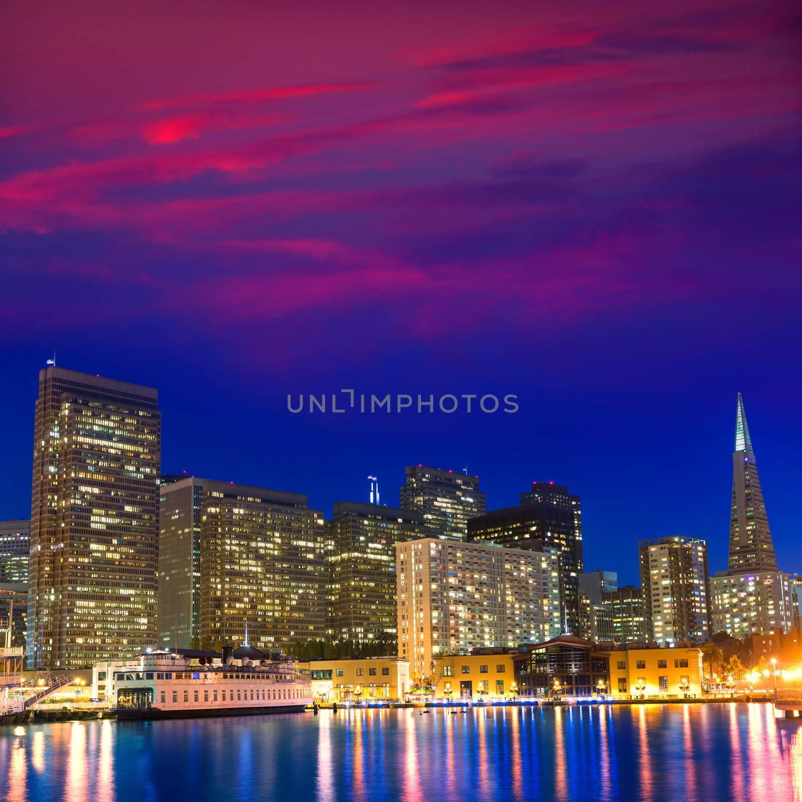 San Francisco sunset skykine from Pier 7 in California by lunamarina