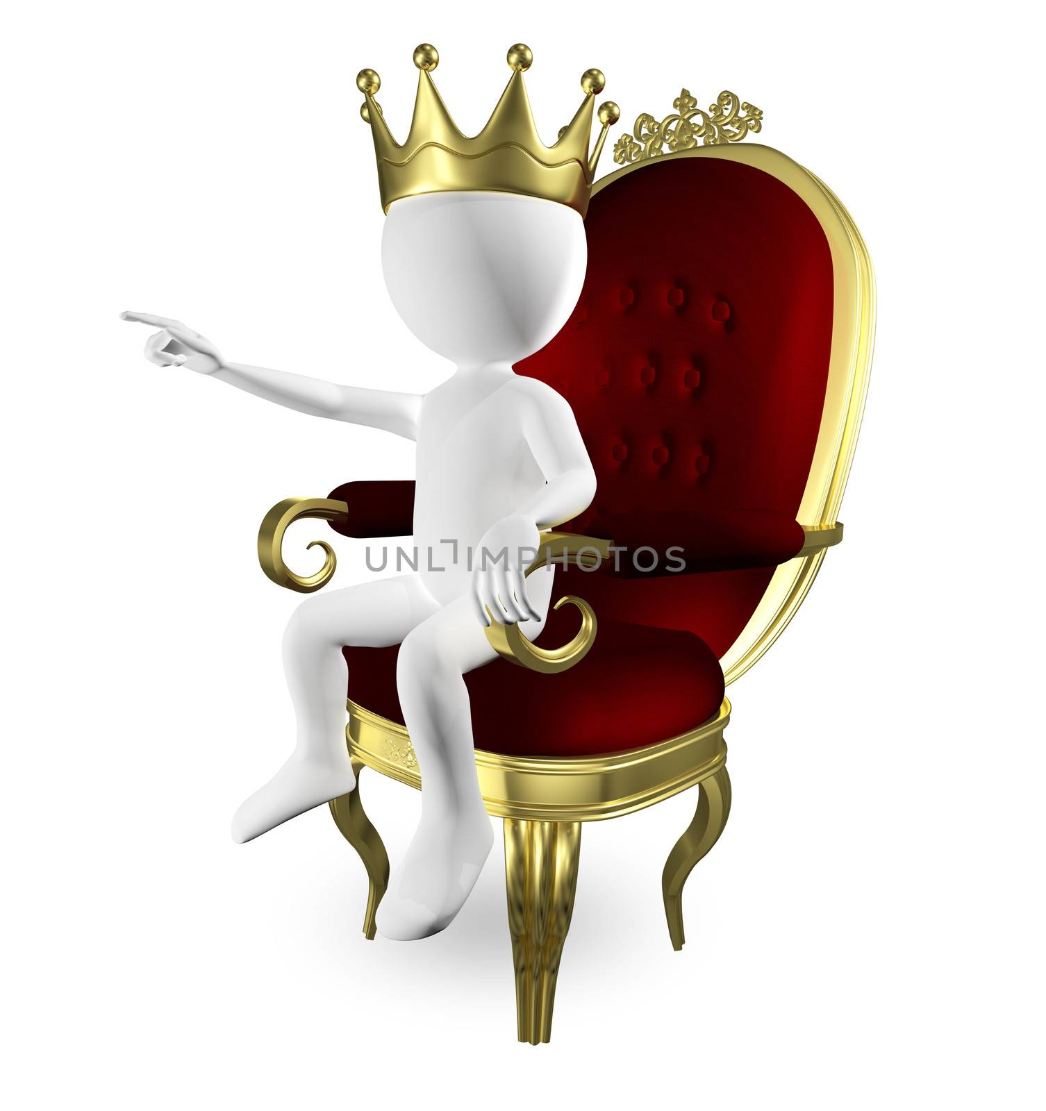 3d abstract illustration of a man on the throne