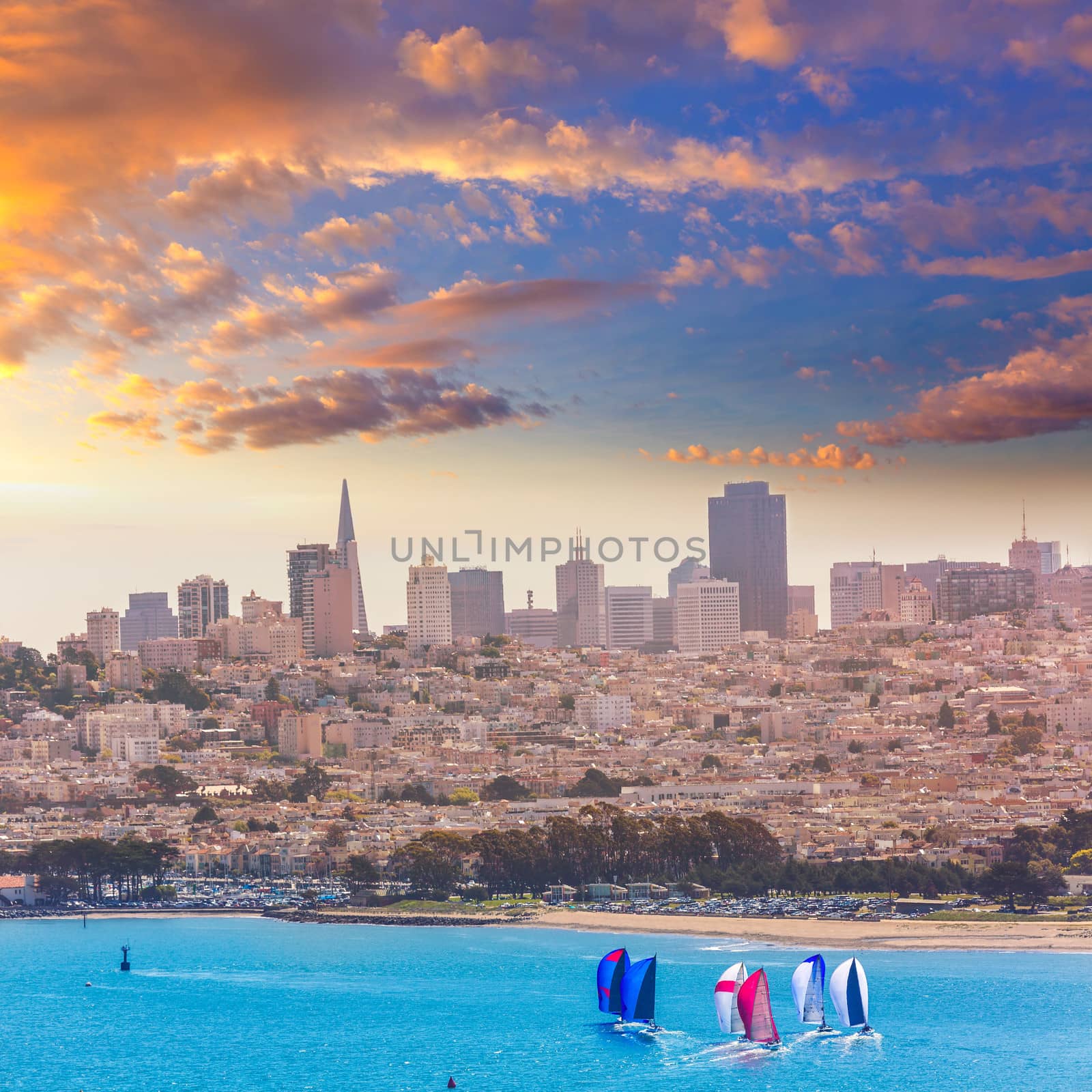 San Francisco from Golden Gate Bridge sailing regatta by lunamarina