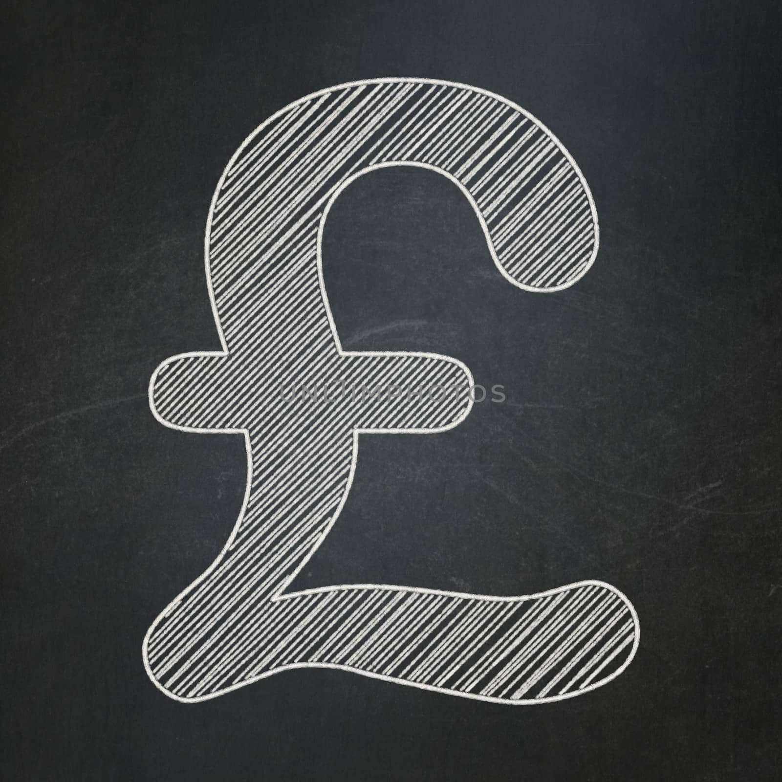 Currency concept: Pound icon on Black chalkboard background, 3d render