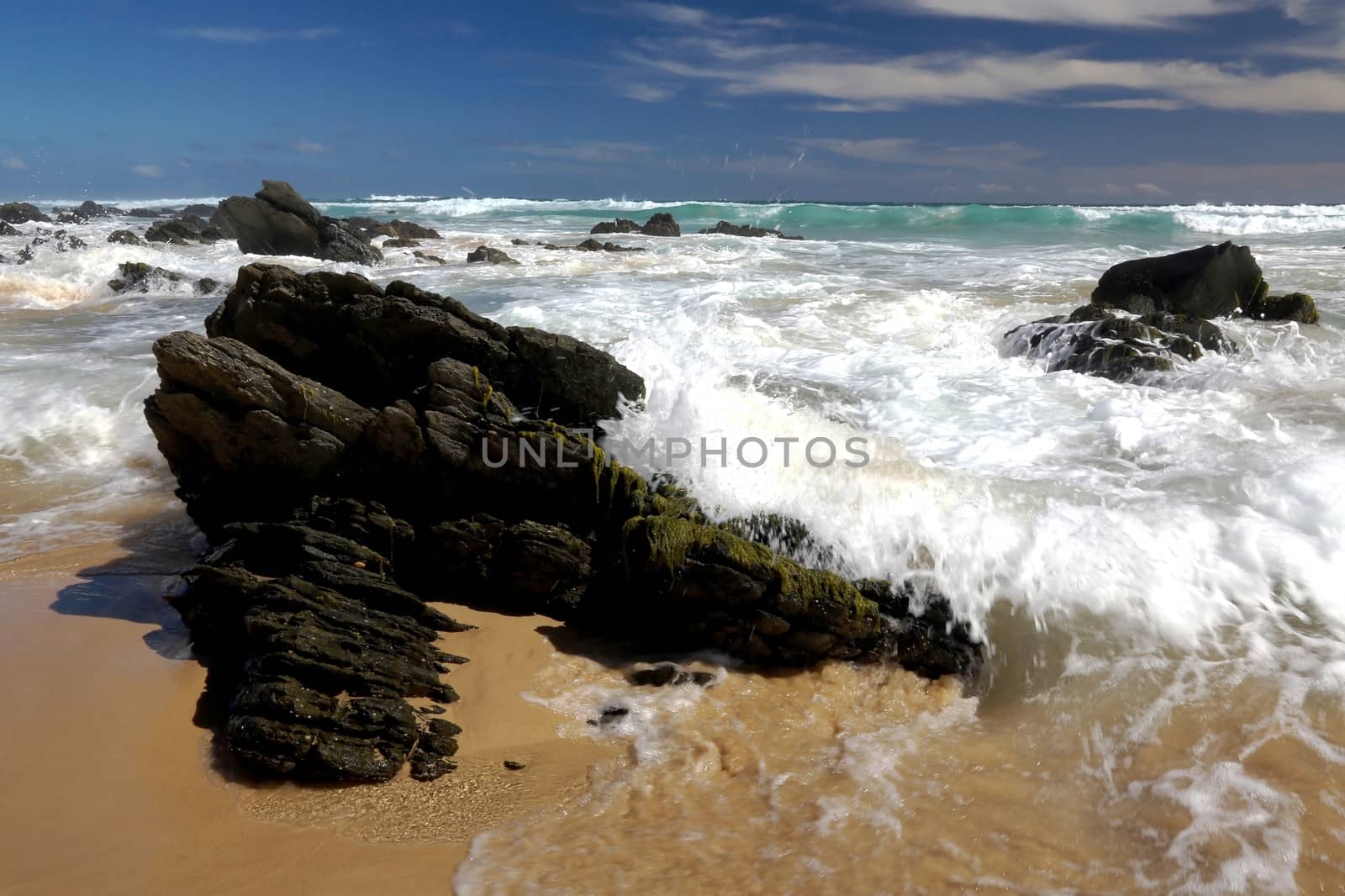 Beautiful pristine beach and sea at the coast in South Africa