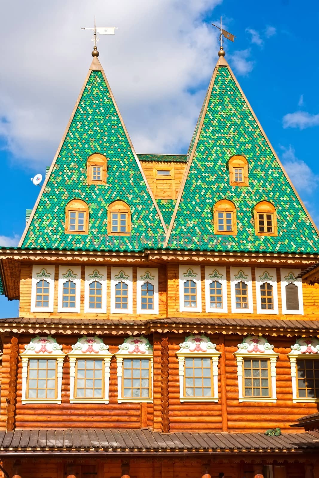 Wooden palace in park Kolomenskoe, Moscow, Russia