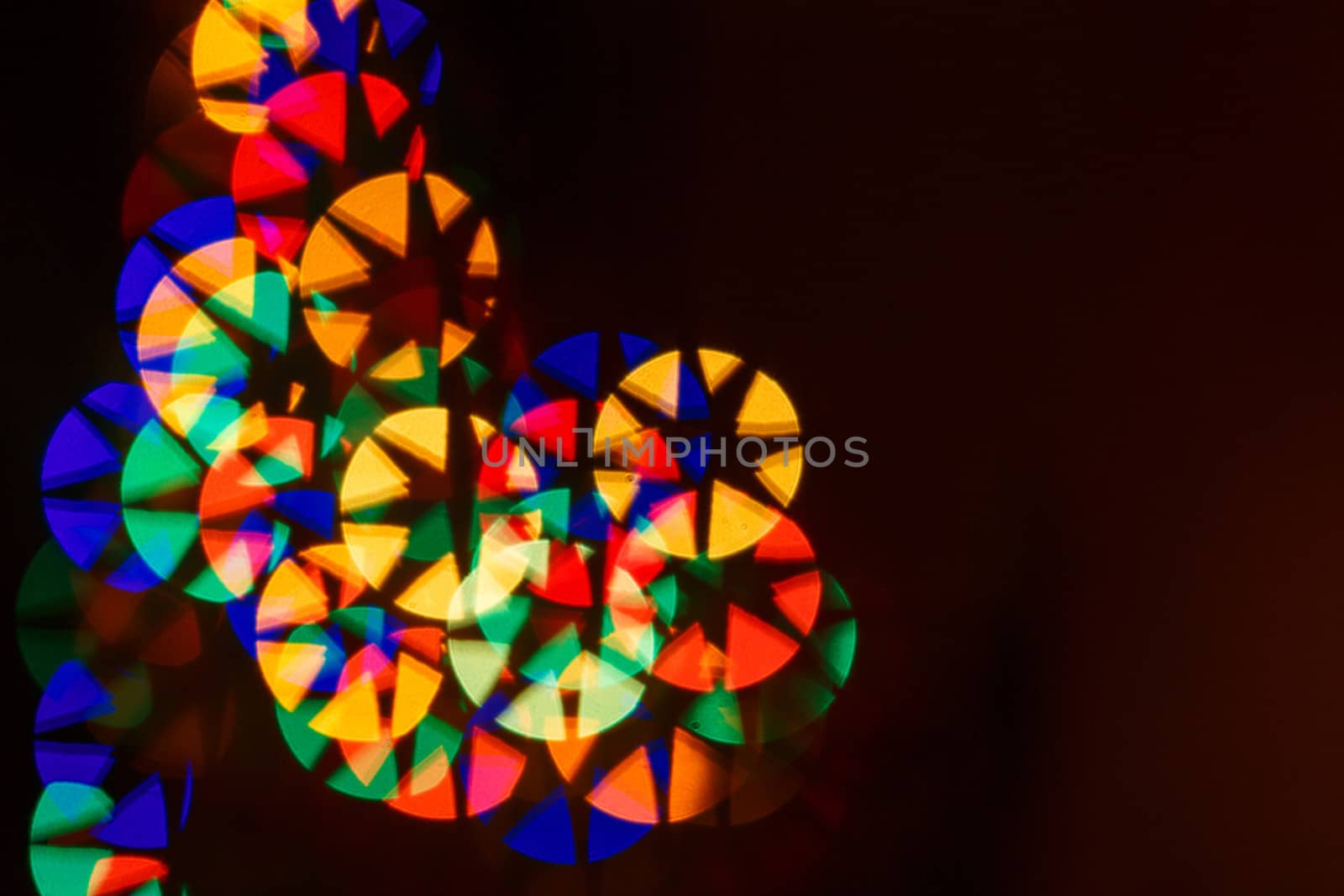 Multicolored abstract bokeh background close up shot for the holidays