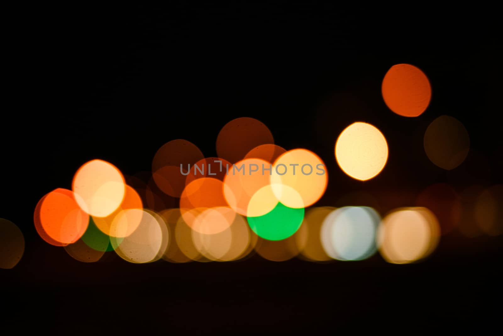 Abstract defocused lights of the night city bokeh background