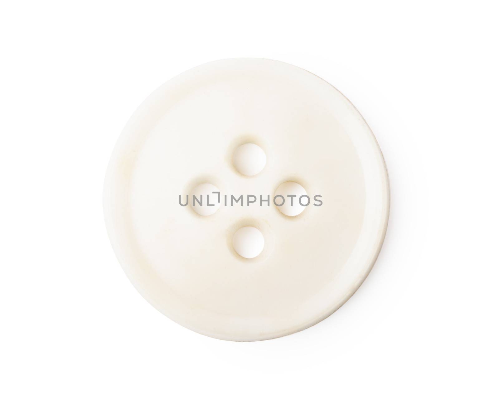 Single white old-fashioned retro button over white background