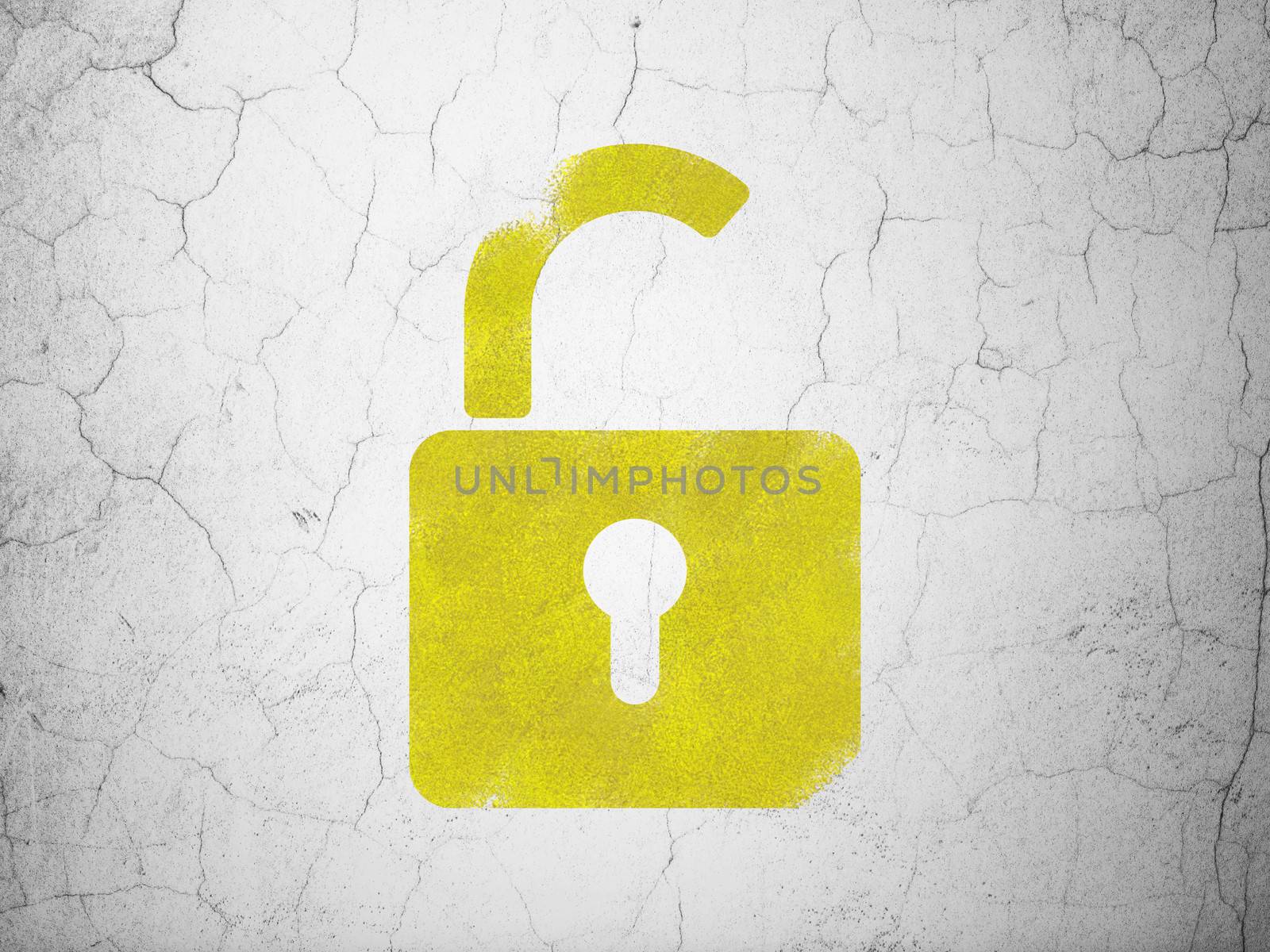 Information concept: Opened Padlock on wall background by maxkabakov