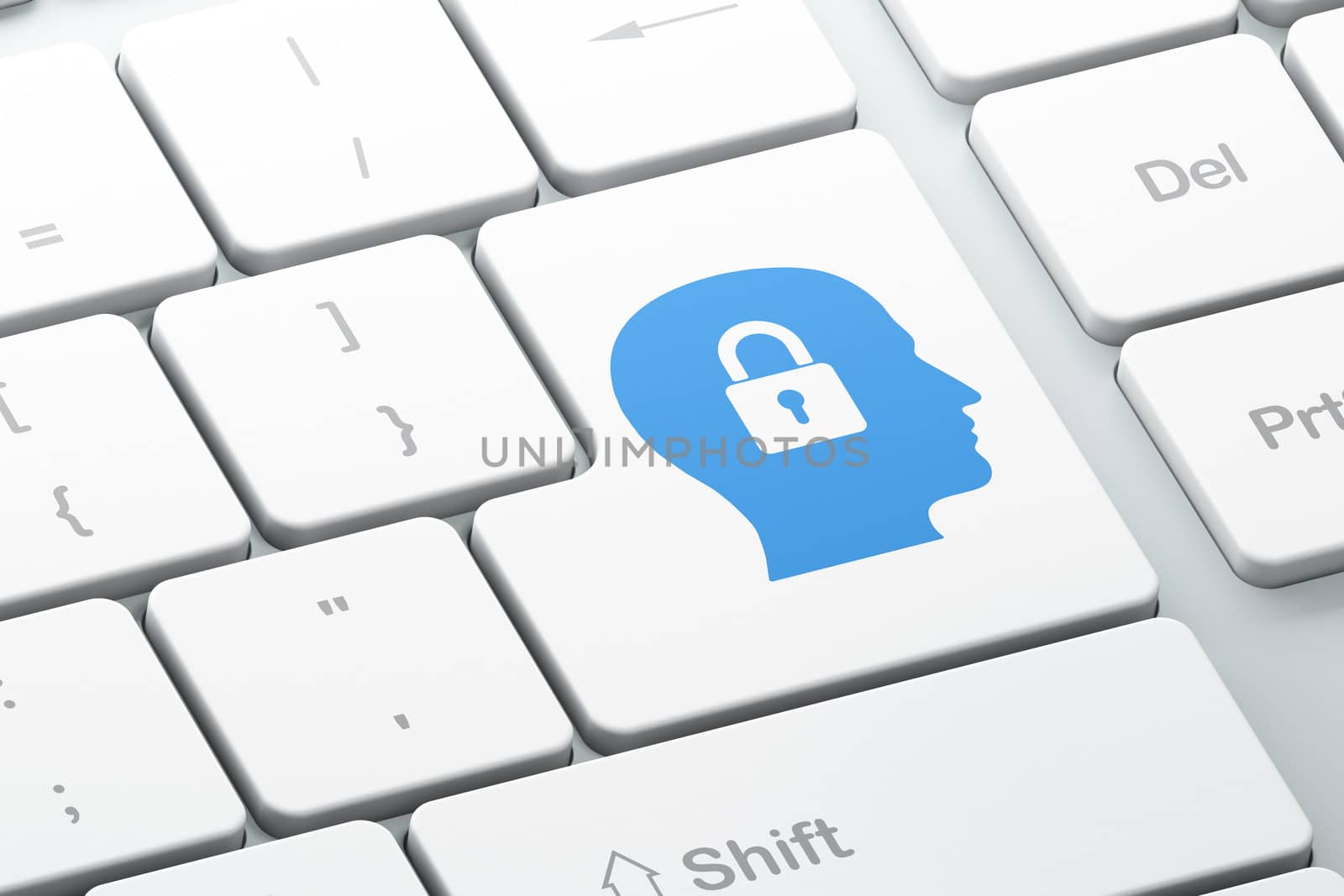 Data concept: Head With Padlock on computer keyboard background by maxkabakov