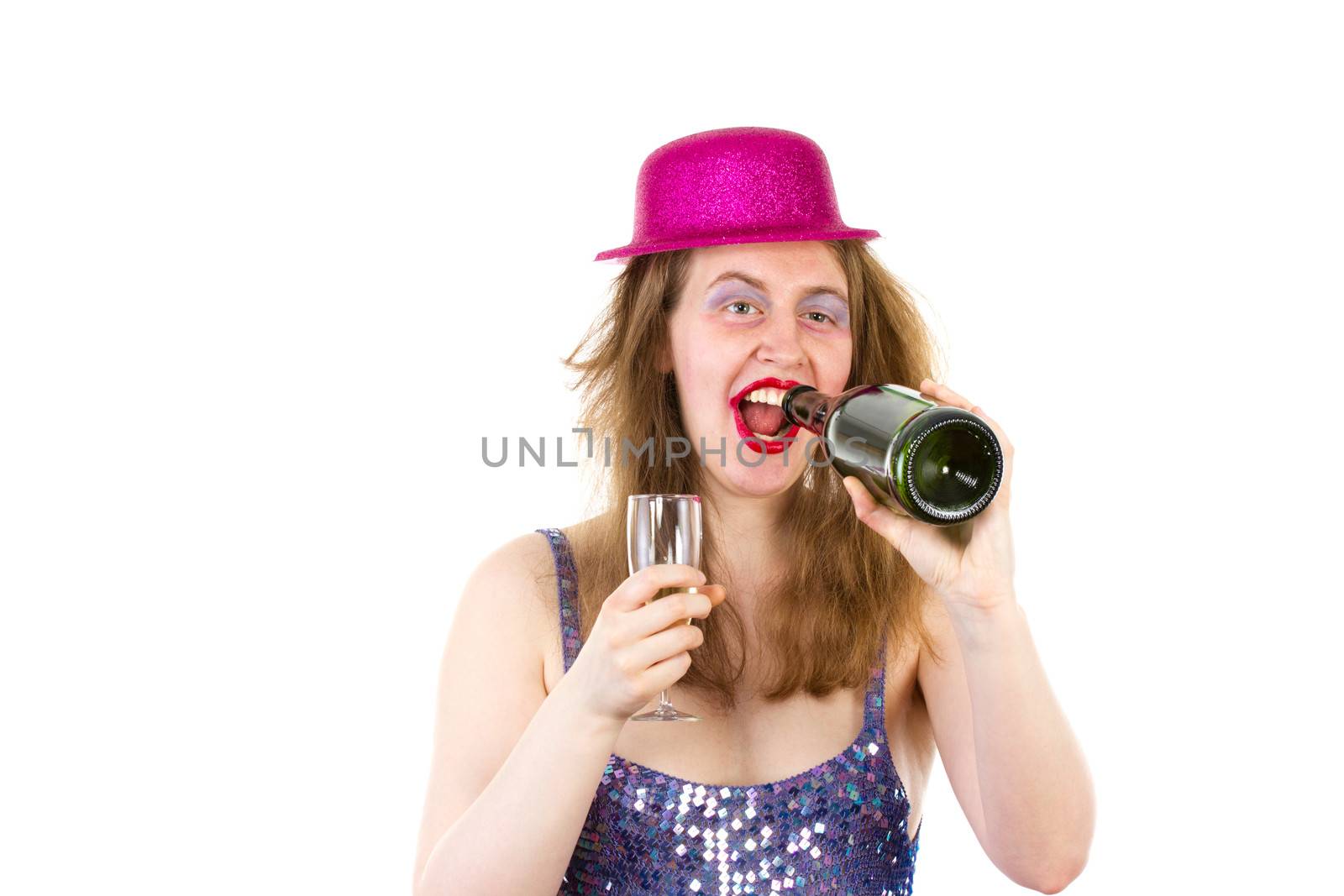 Beautiful partygirl drinking too much alcohol