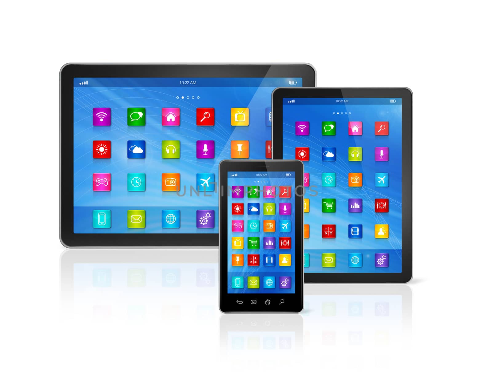 3D Smartphone and Digital Tablet Computer isolated on white with clipping path