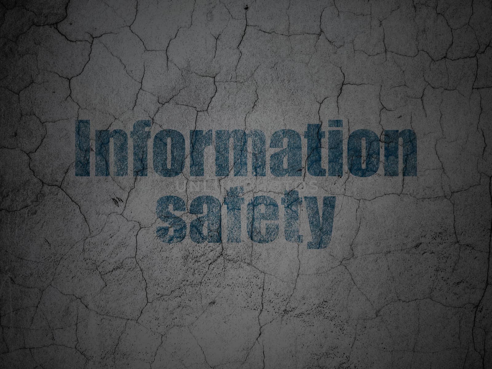 Security concept: Blue Information Safety on grunge textured concrete wall background, 3d render