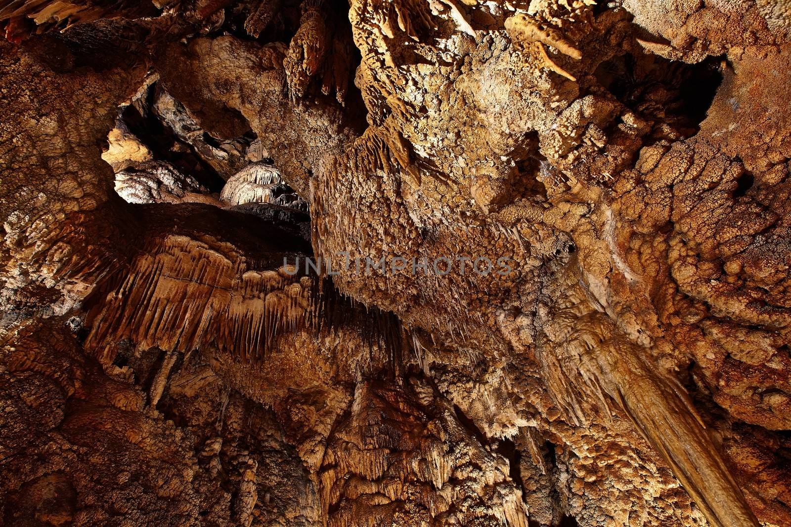 Limestone formations inside a cave