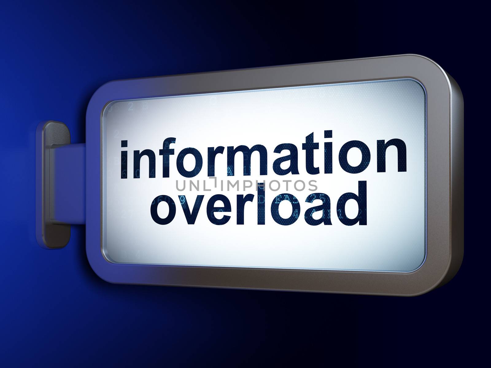 Data concept: Information Overload on advertising billboard background, 3d render