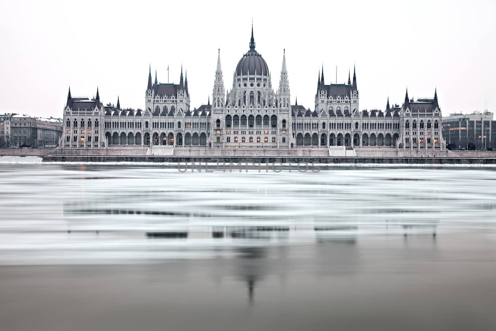 The parliament building, Budapest, Hungary in winter