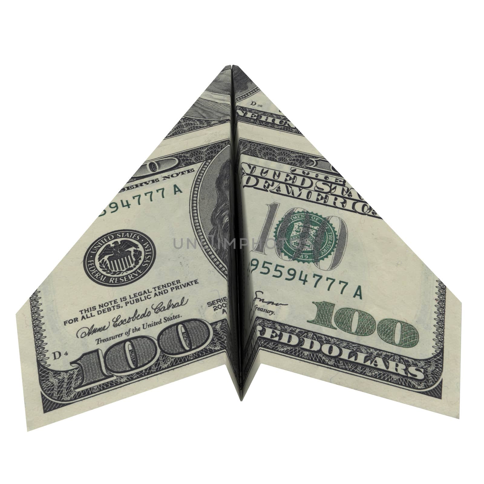 Paper airplane from the dollars by cherezoff