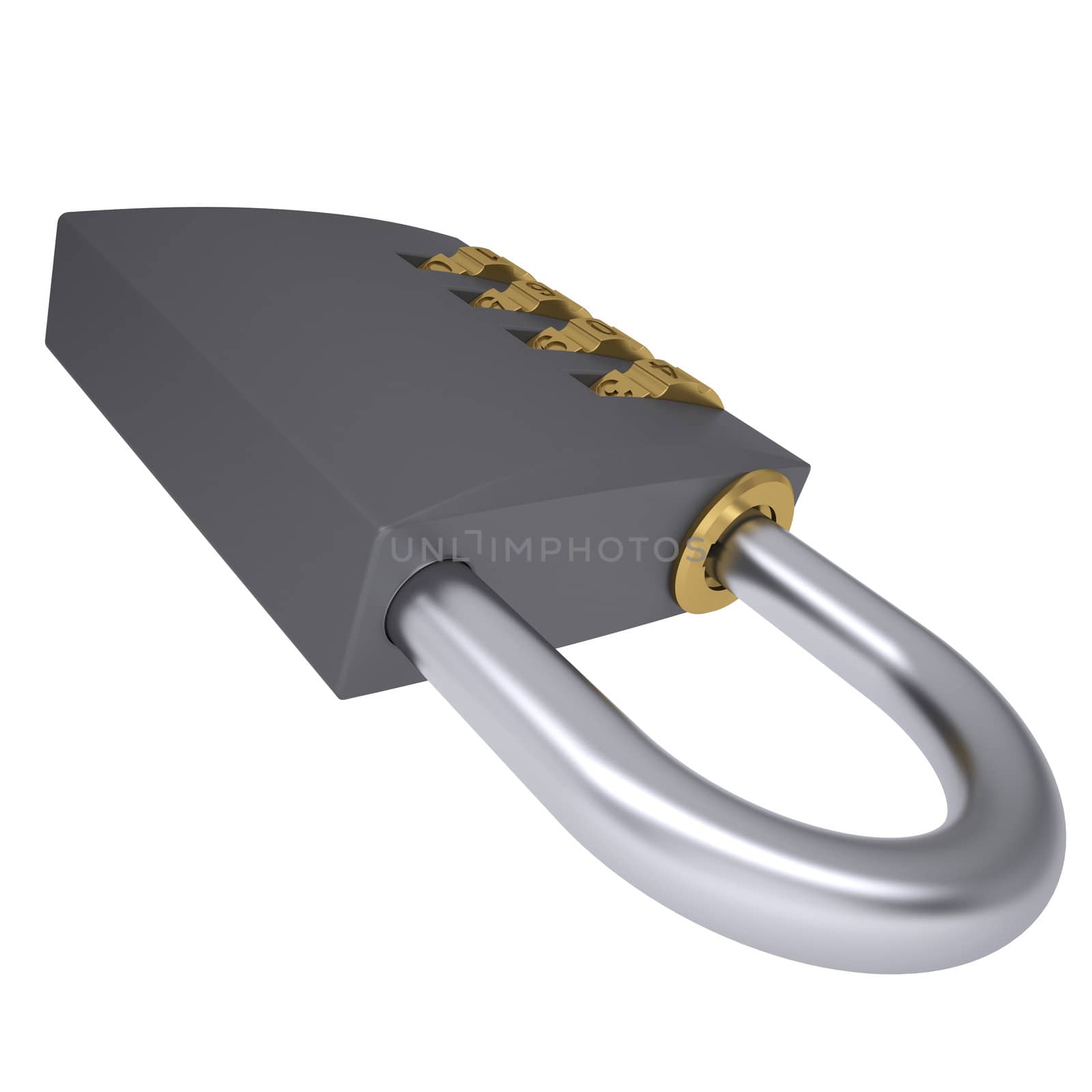 Combination padlock. Isolated render on a white background