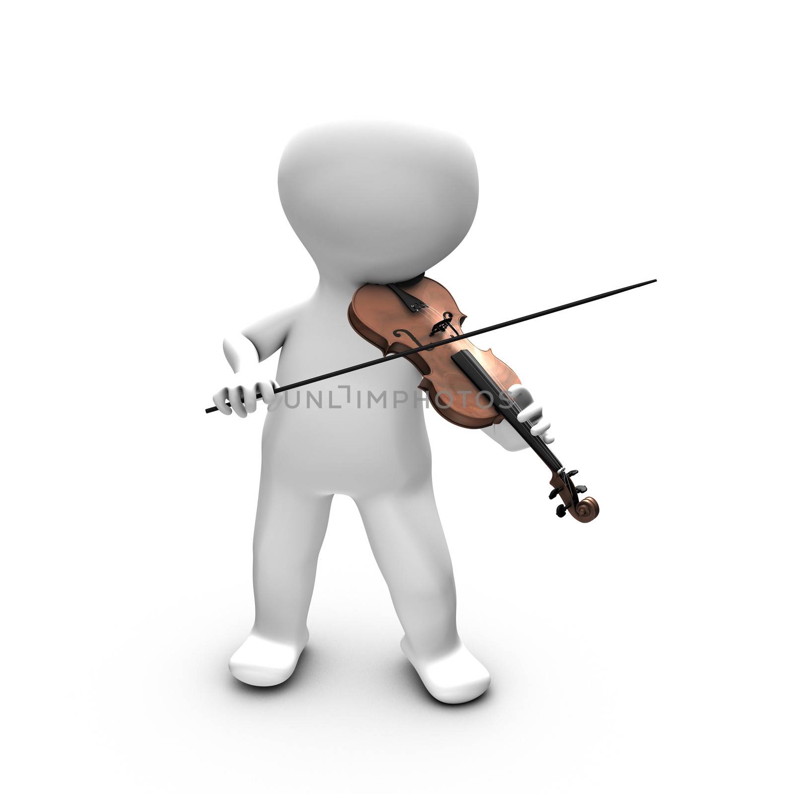 A 3D person enjoying playing violin. by ytjo