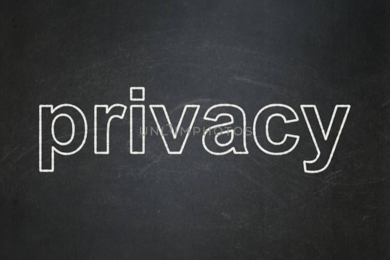 Safety concept: text Privacy on Black chalkboard background, 3d render