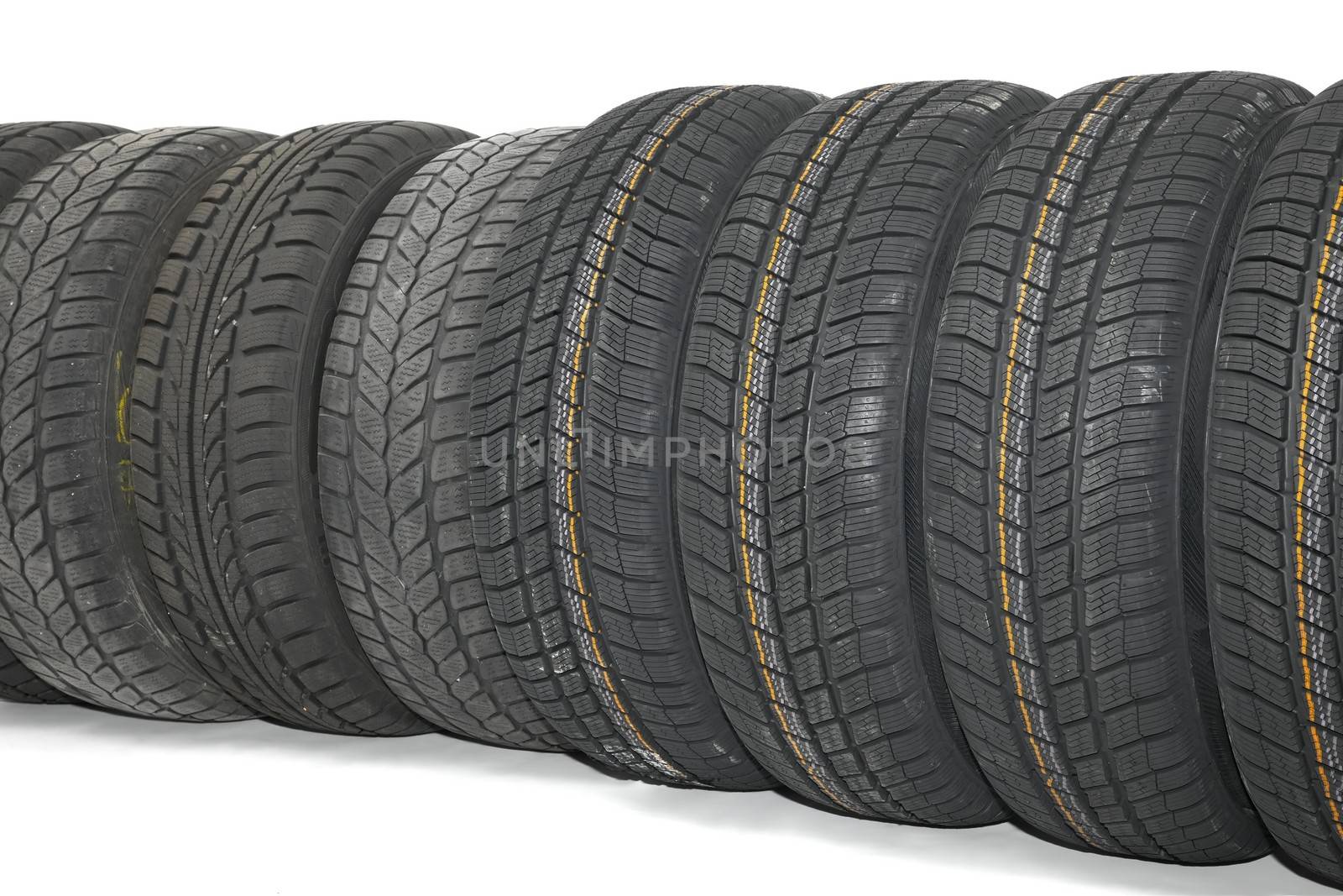 A set of new winter tyres