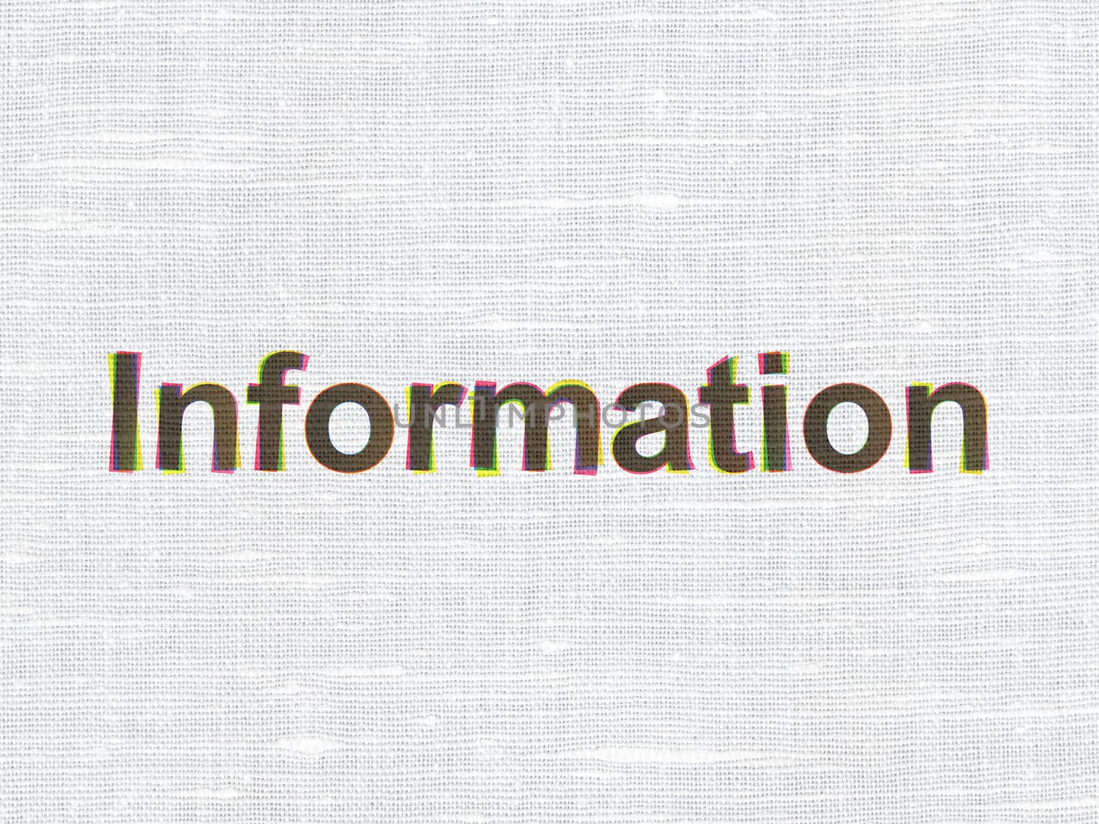 Data concept: CMYK Information on linen fabric texture background, 3d render