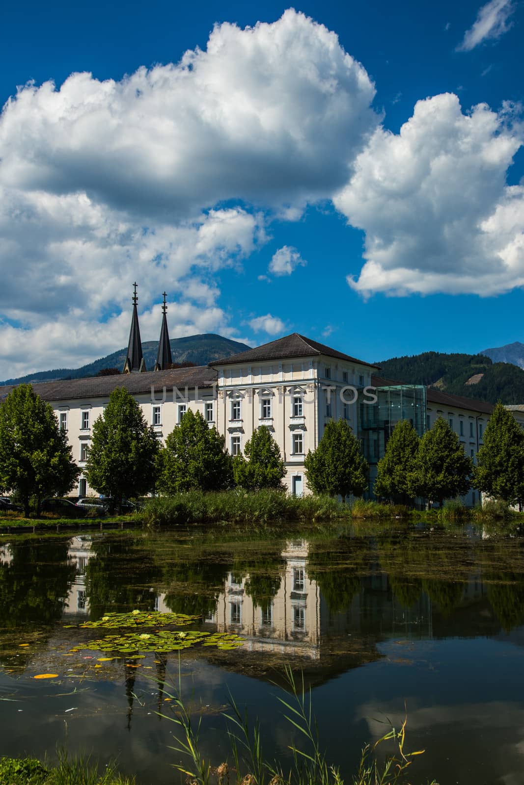 The Admont monastery in high mountains in Austria