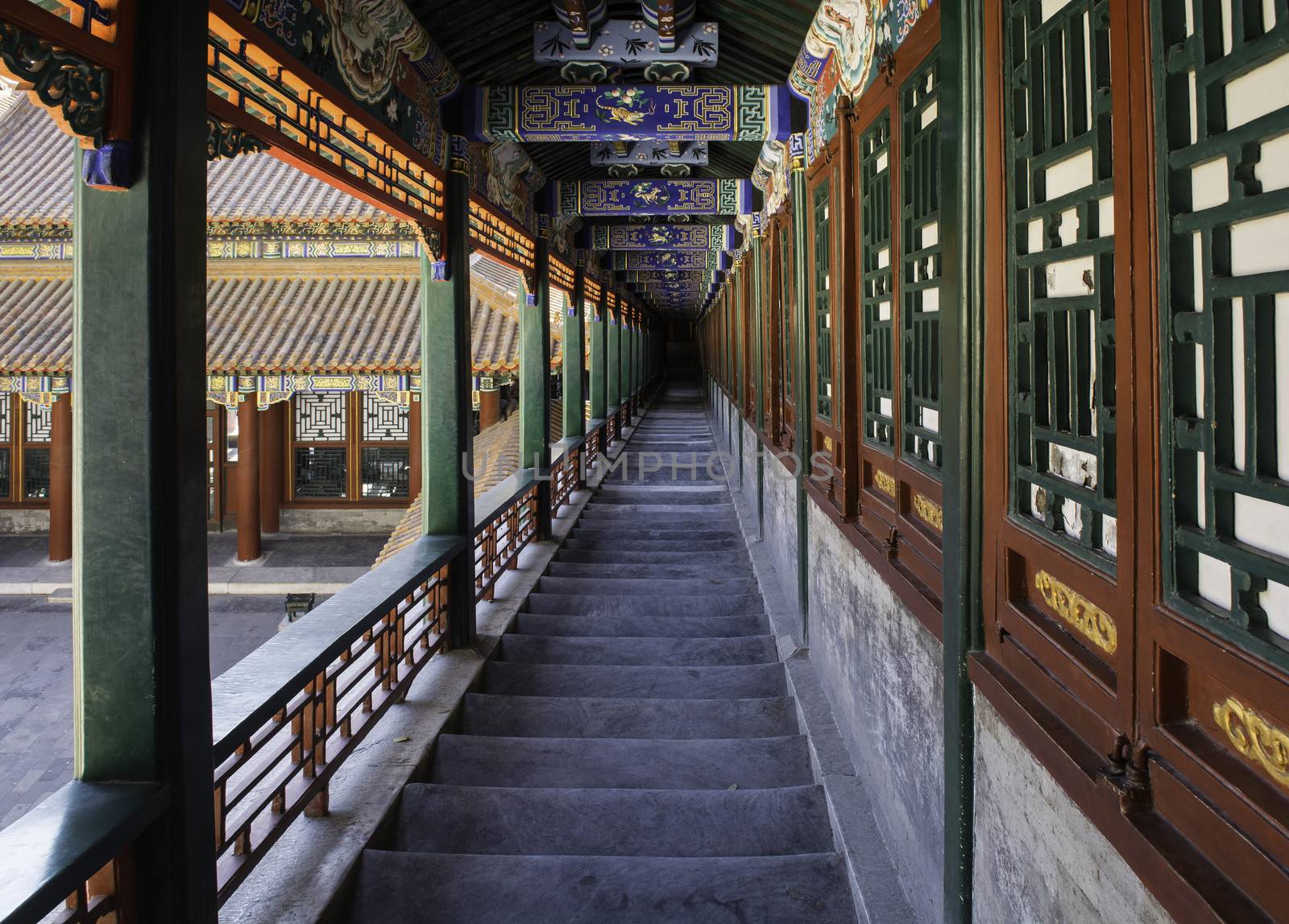 The Gallery of the Tower of Buddhist Incense in Summer Palace of Beijing, China.