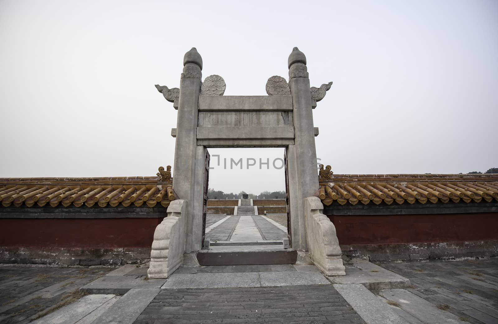 The archway of Ditan under the sunshine in Beijng, China.