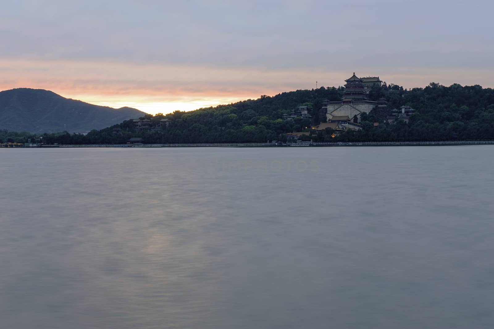 The Summer palace under the sunset in Beijing.