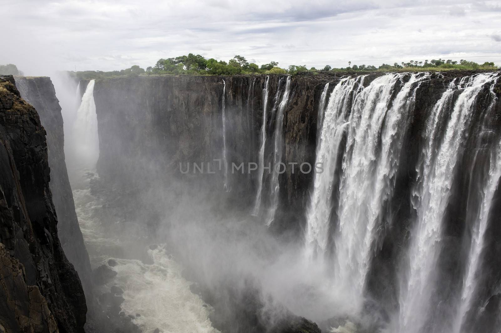 The Victoria Falls from air in Zimbabwe.