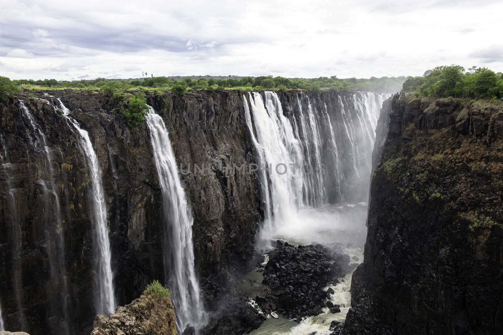 The Victoria Falls from air in Zimbabwe.