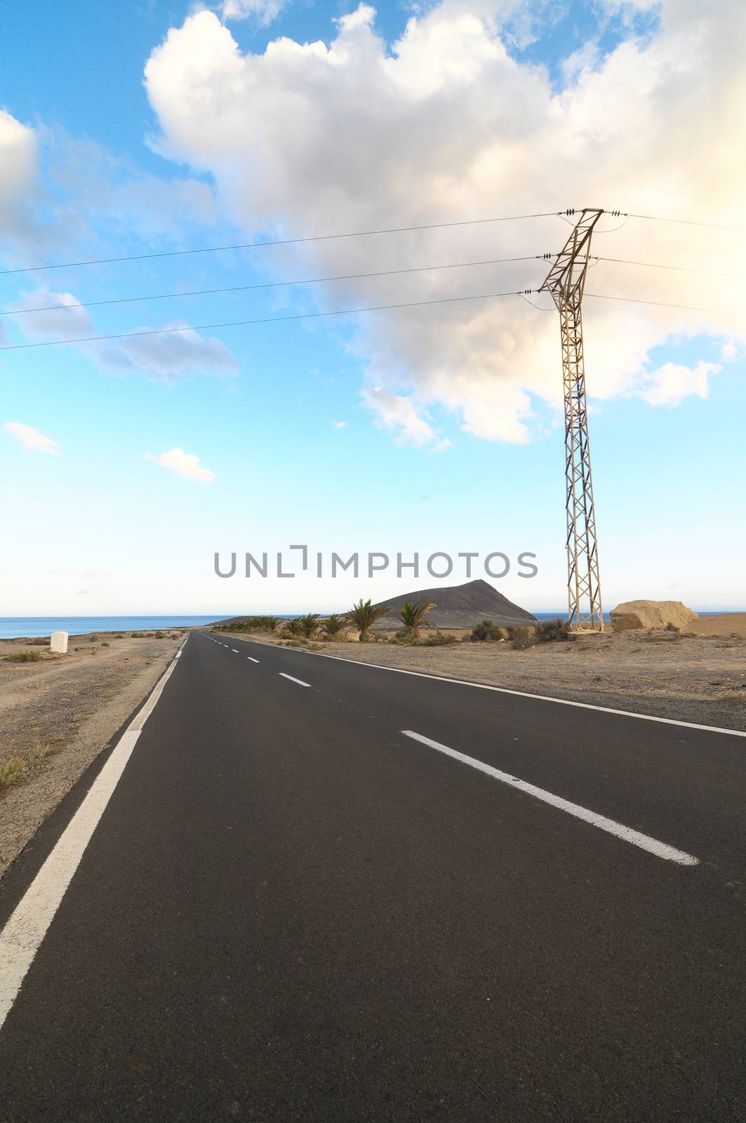 Lonely Road in the Desert Tenerife Canary Islands