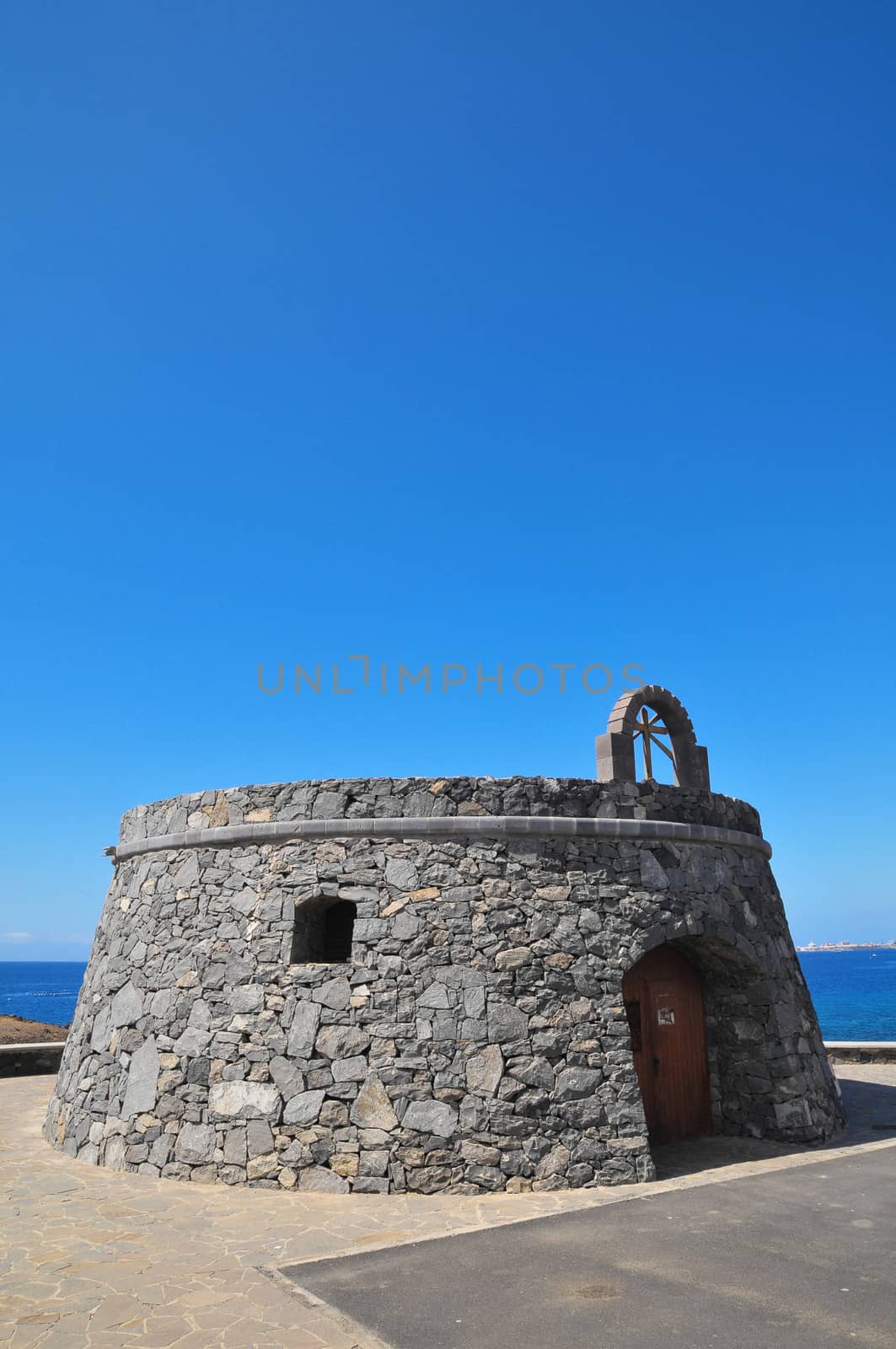 Gray Textured Bunker on a Blue Sky in Spain