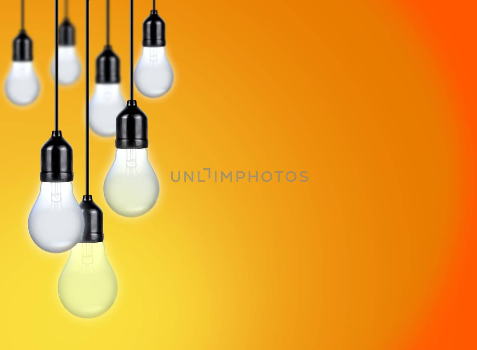 Light Bulbs over Orange Background by razihusin