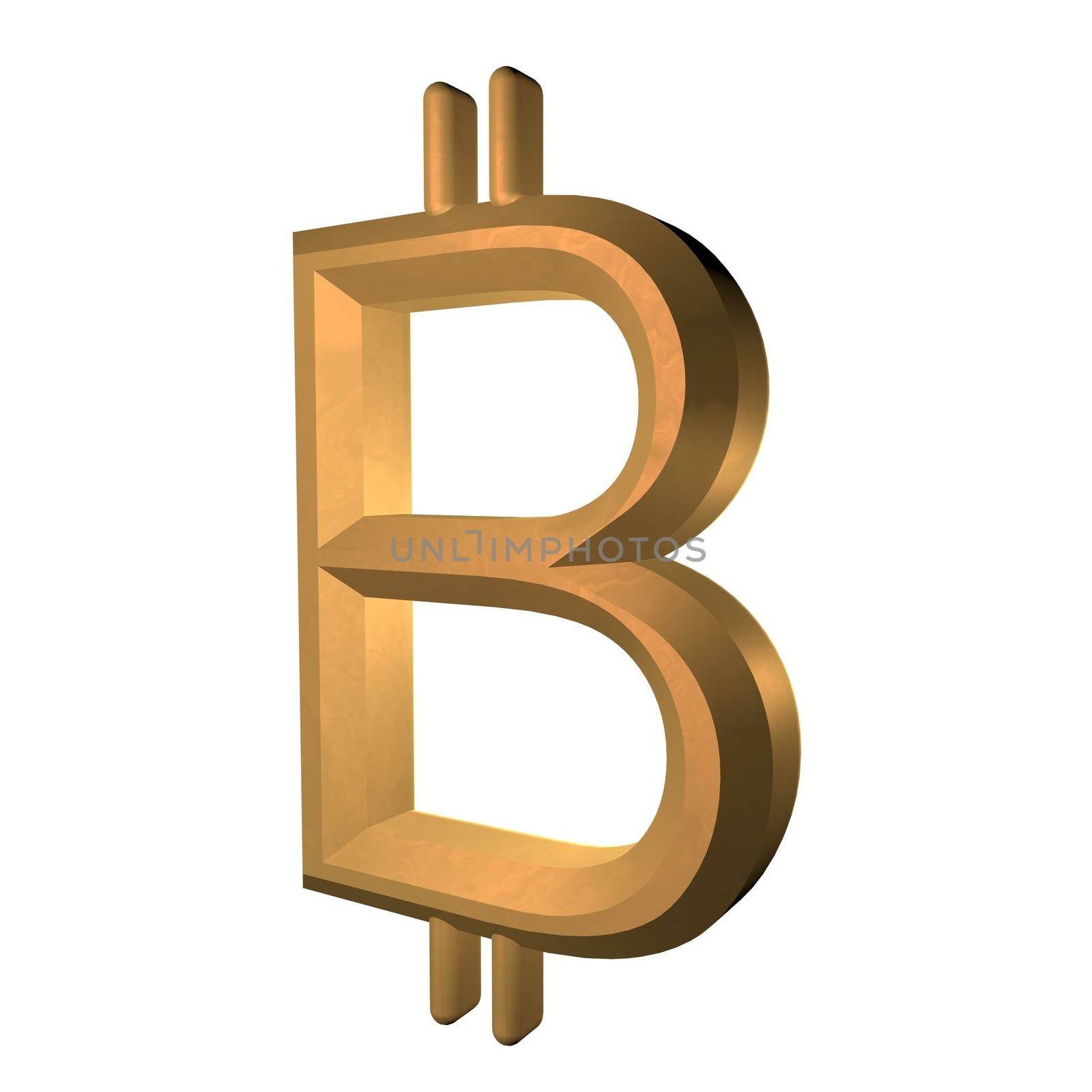 Bitcoin symbol isolated over white, 3d render