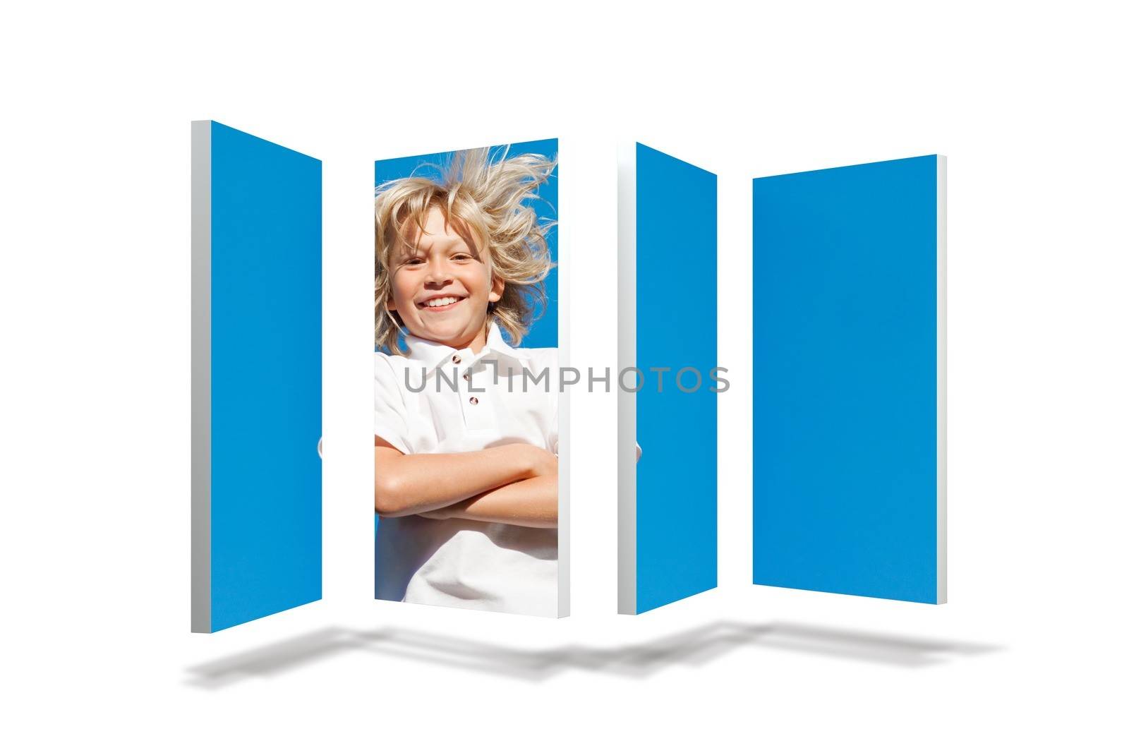 Blonde boy on abstract screen  by Wavebreakmedia