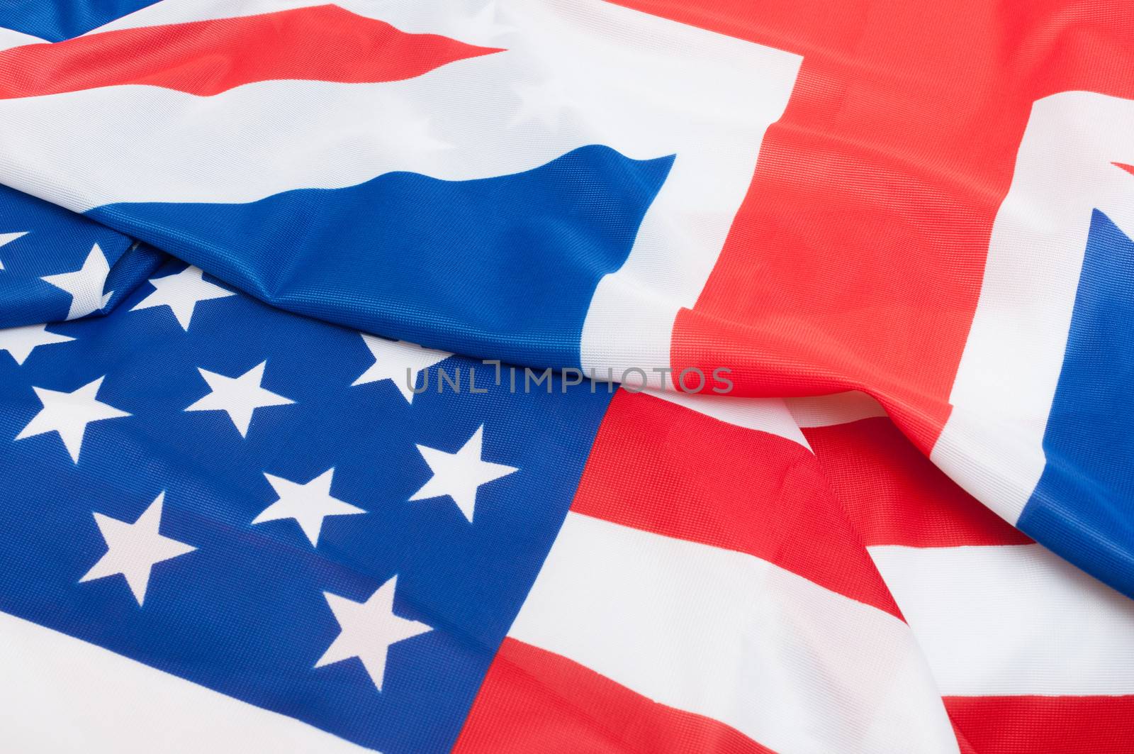 Closeup of Flags of Great Britain and USA