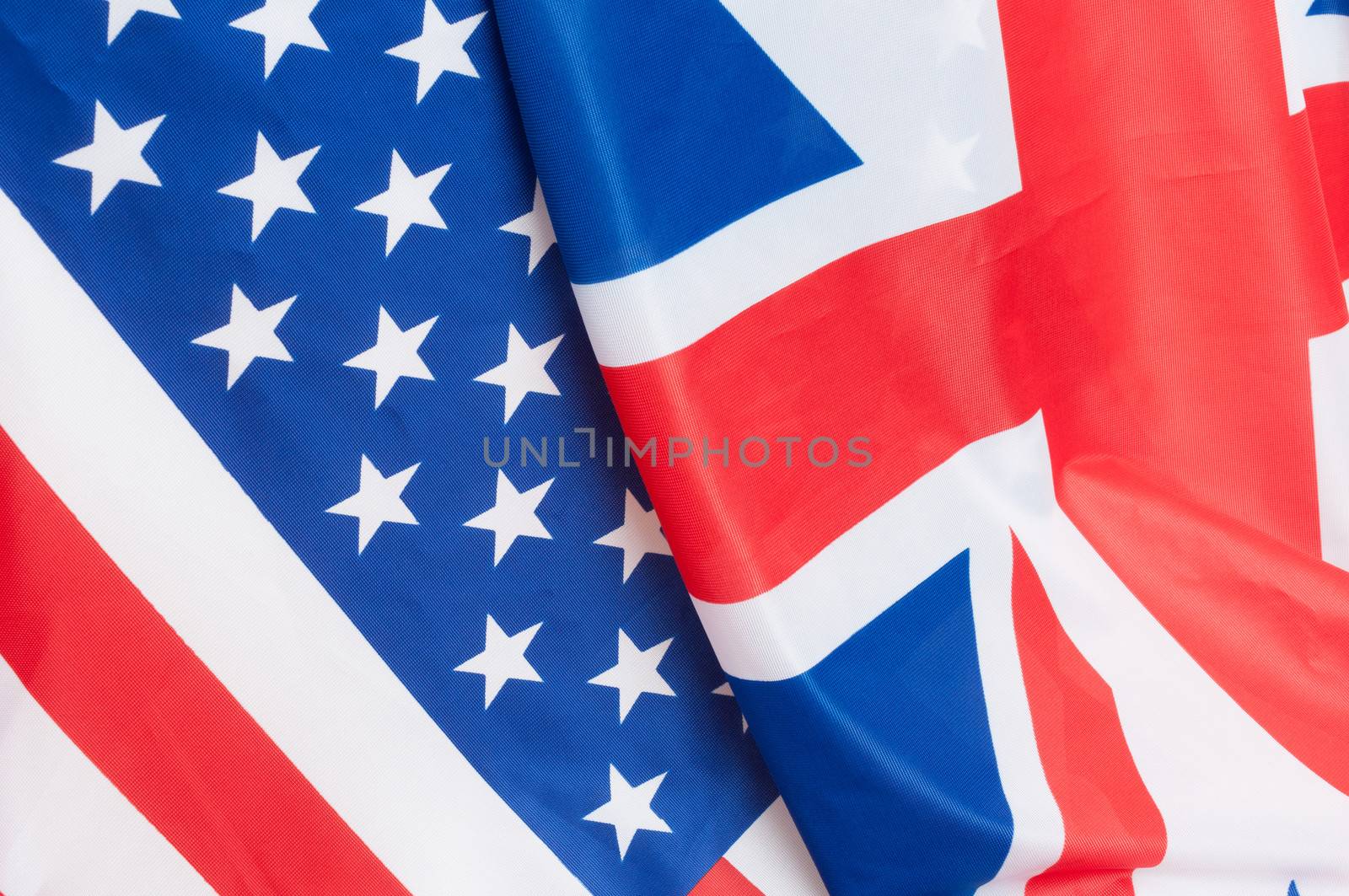 Closeup of Flags of Great Britain and USA