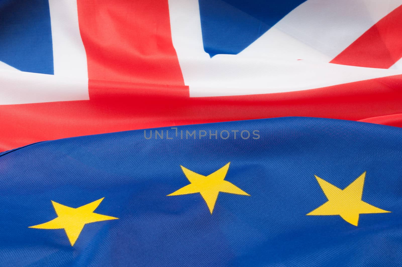 Closeup of Flags of Great Britain and European Union