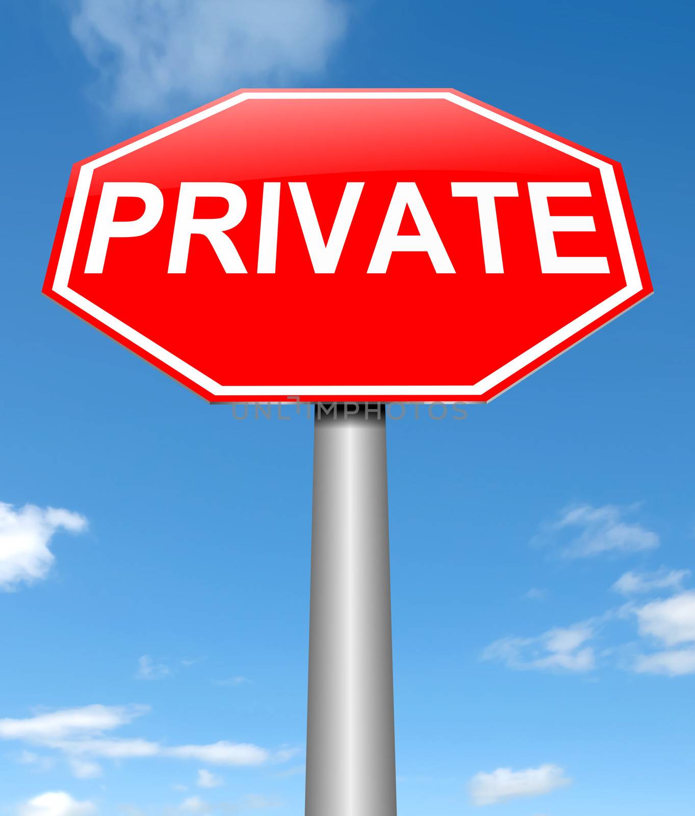 Illustration depicting a sign with a private concept.