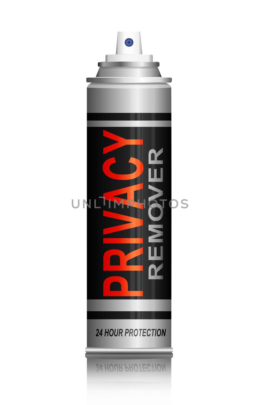 Illustration depicting a spray can with a privacy remover concept.