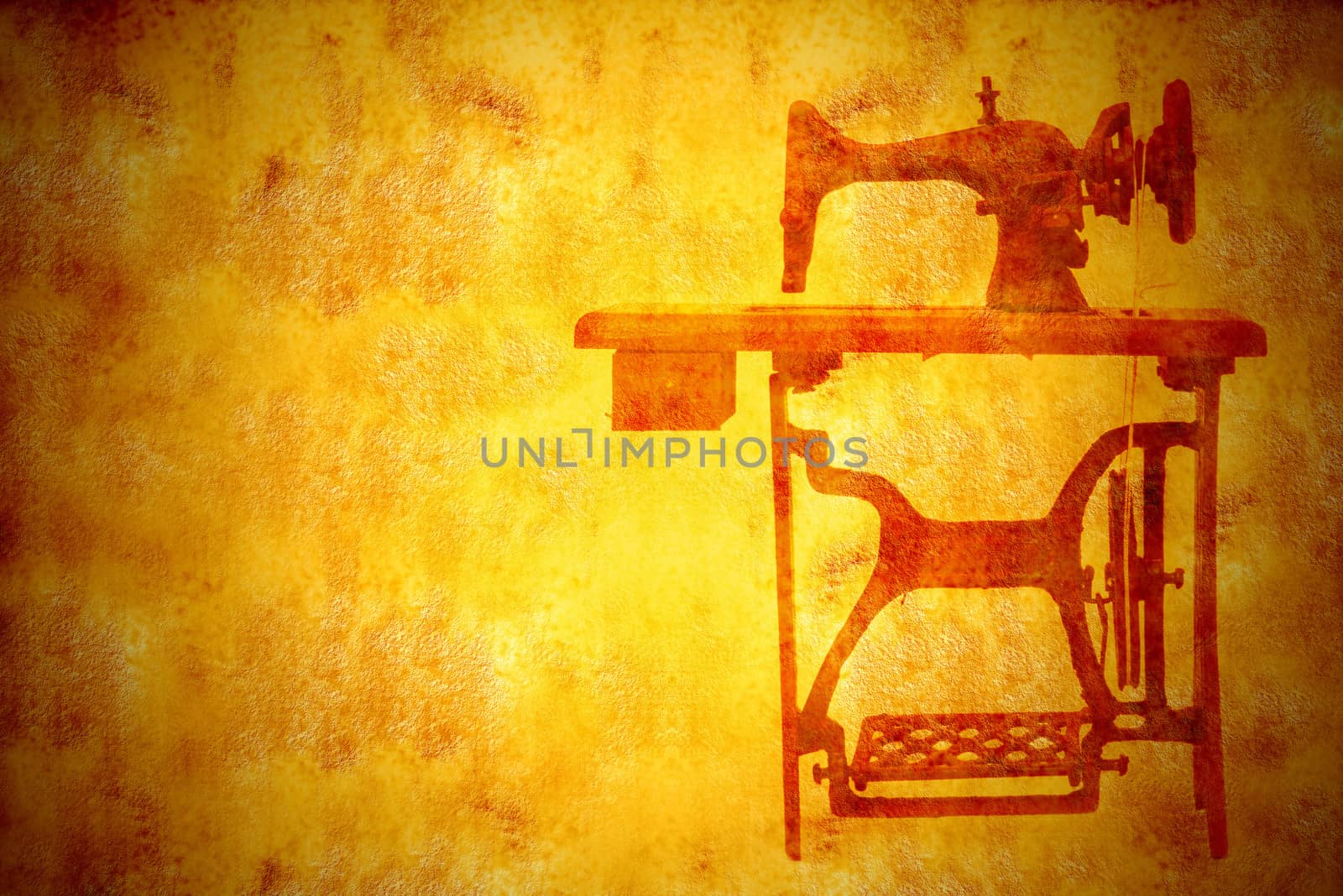 Old sewing machine, vintage background by Carche