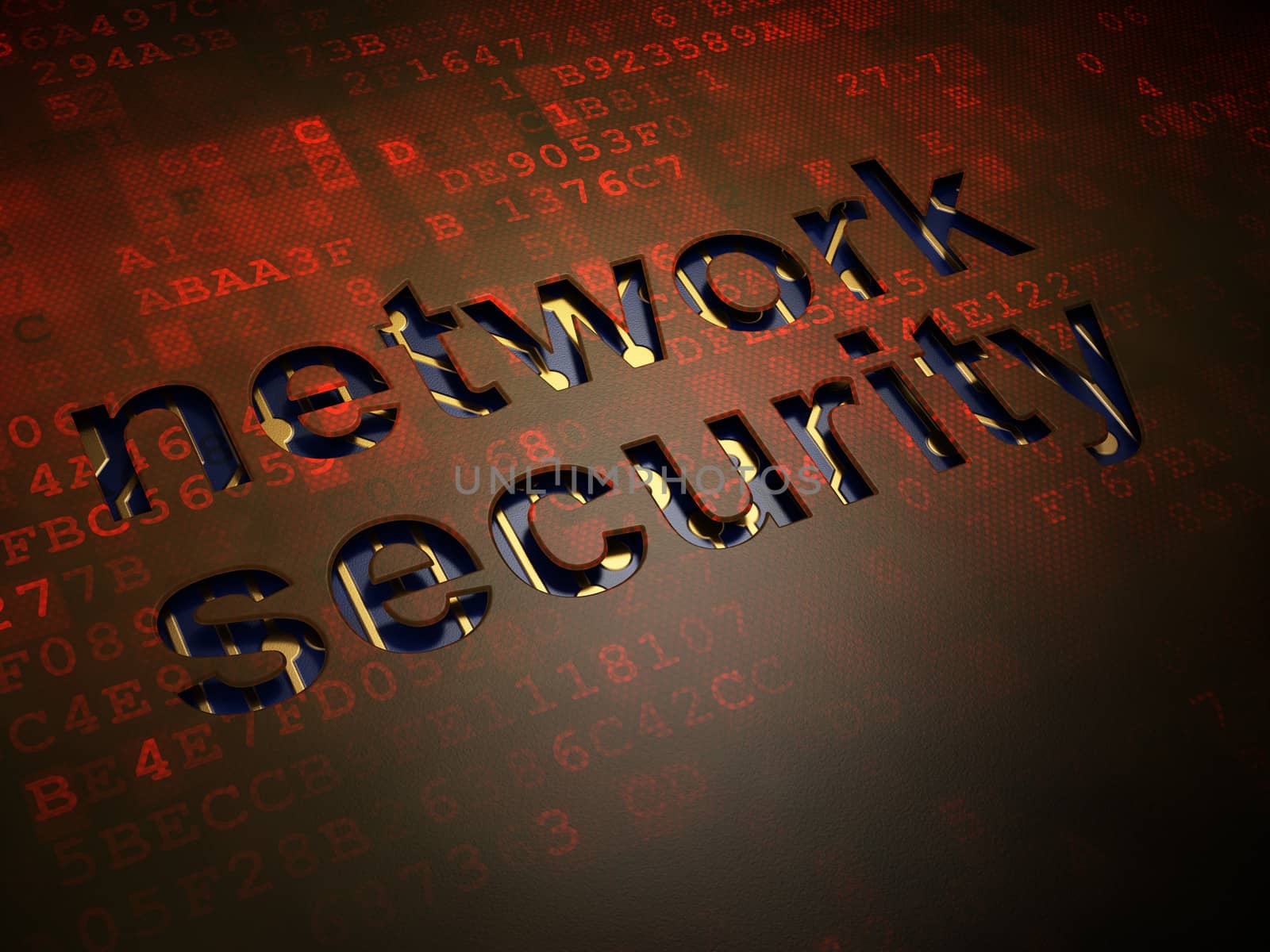 Security concept: digital screen with word Network Security, 3d render