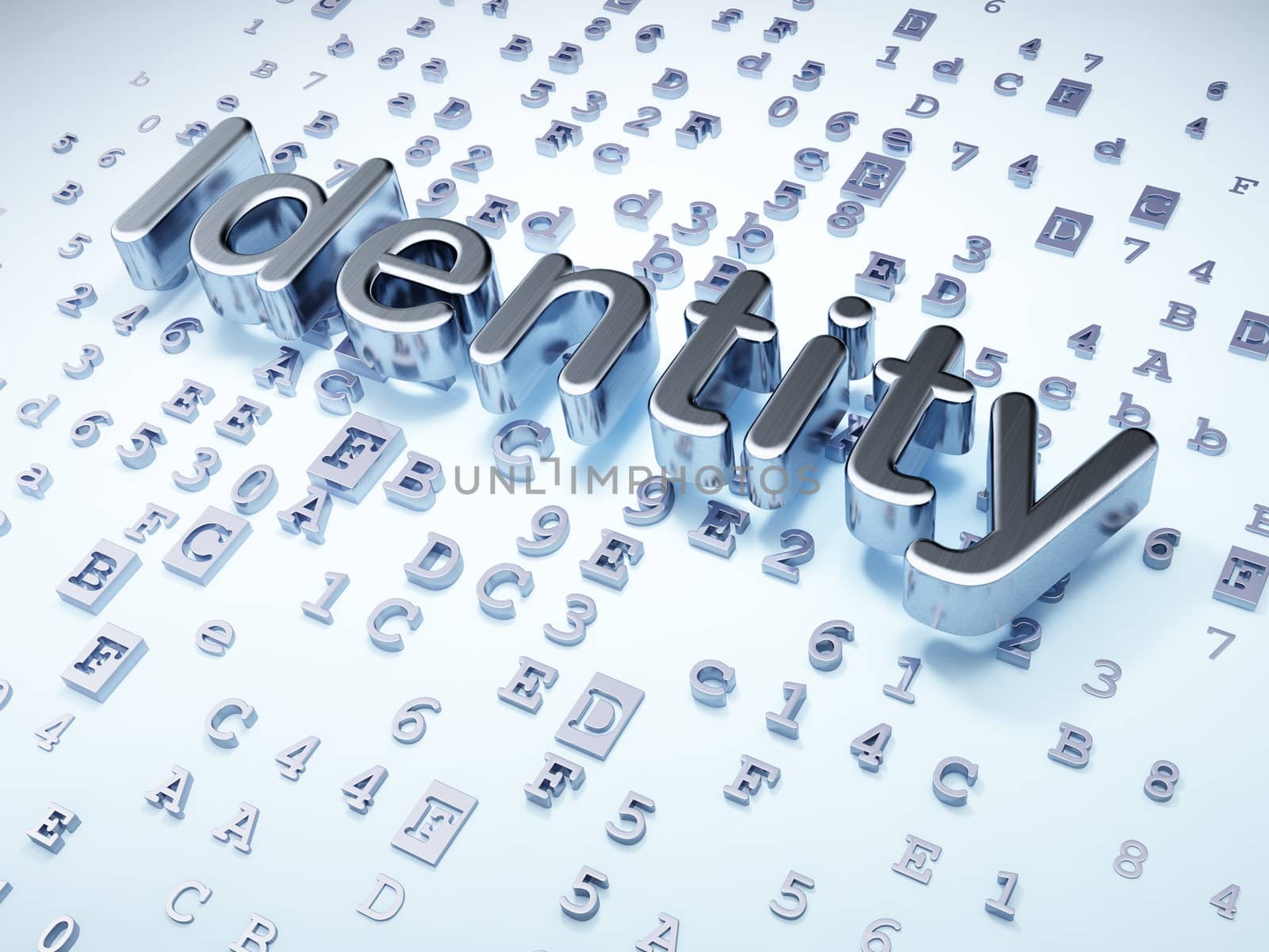 Security concept: Silver Identity on digital background, 3d render