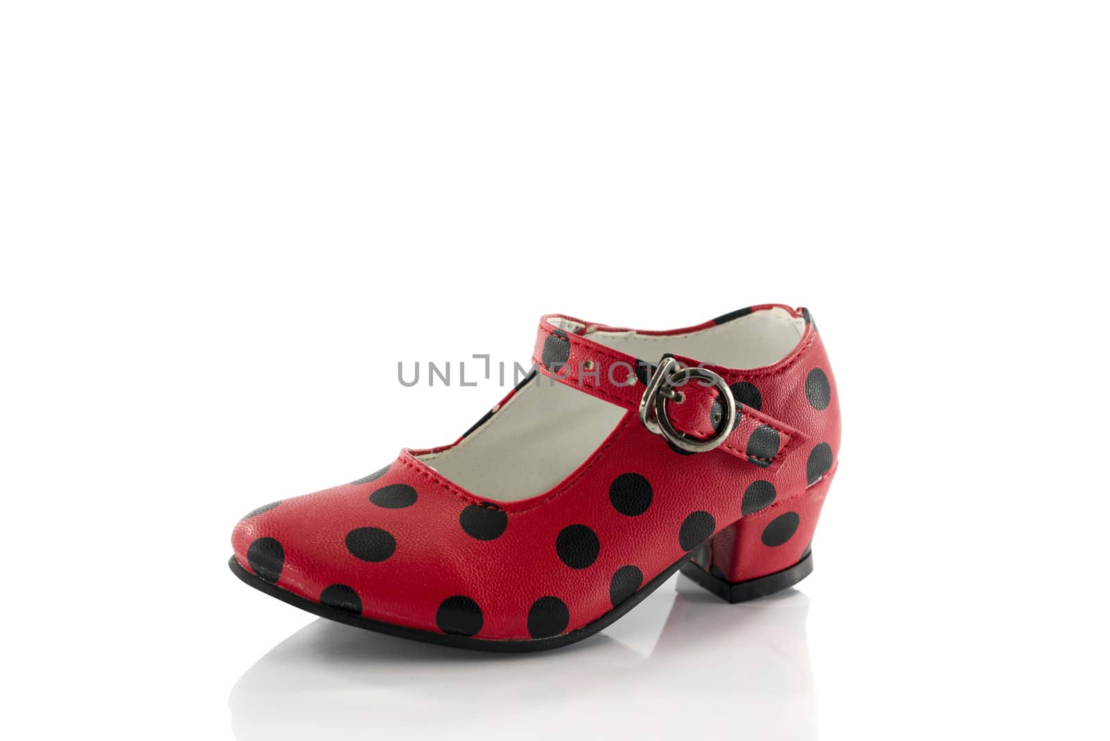 red shoes with black dots isolated on white